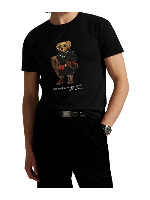 Polo Ralph Lauren T-shirt in cotone con stampa bear Polo Ralph Lauren | 710P00094001FA25 POLO BLACK HOLIDAY